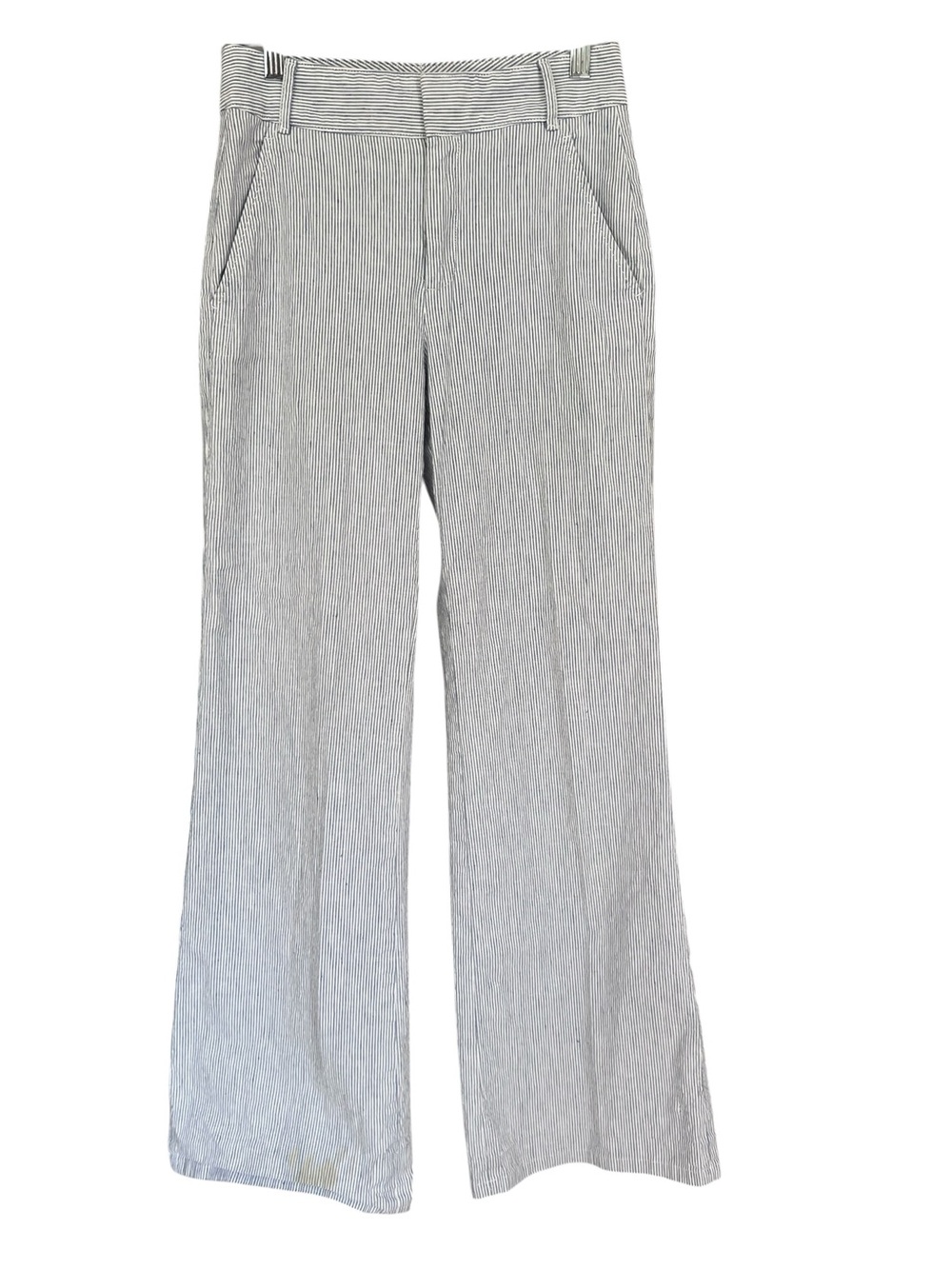 Banana Republic Seersucker Linen Wide Leg Blue White Trousers Pants Size 0